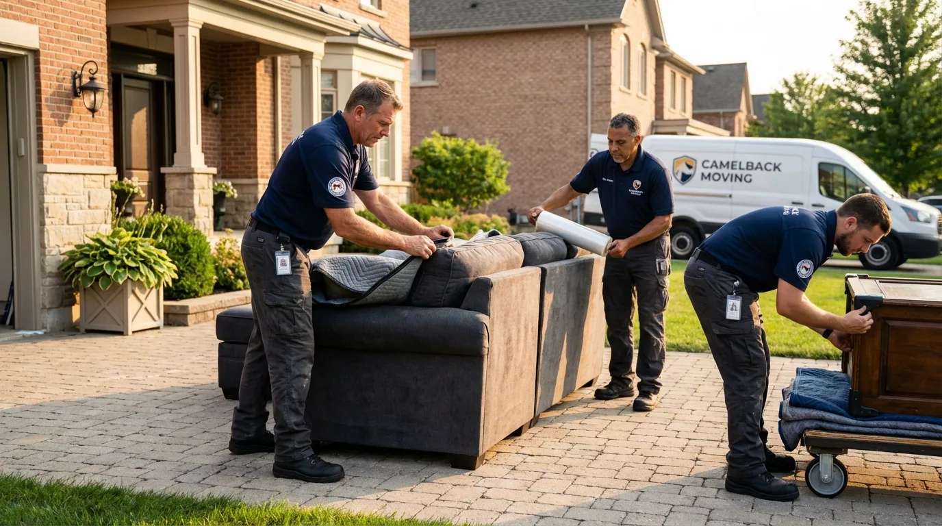 Large estate moving crew wrapping furniture in Electra, TX